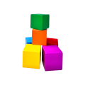 Wooden Colour Cubes, 1inch, Set of 102