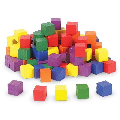 Wooden Colour Cubes, 1inch, Set of 102